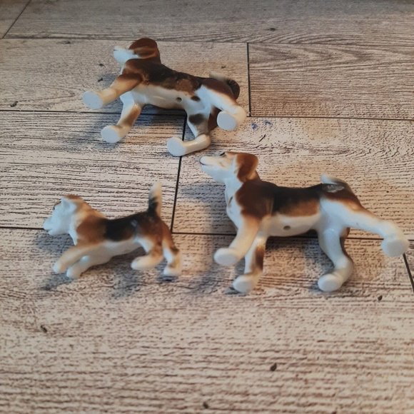 Set of 3 Miniature Mini Porcelain Dogs Beagles Figurines - Picture 11 of 15